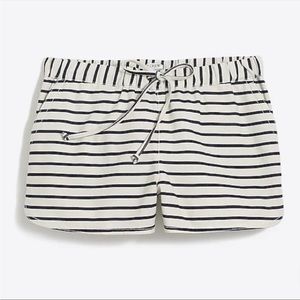 J.CREW Striped 3" linen-cotton drawstring short Off-white/blue Medium S